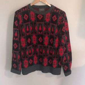 Campus Grandpa Sweater Black Red Size Small-Medium